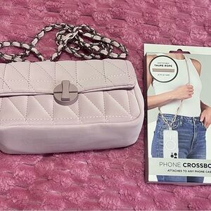 Elegant Pink Quilted Crossbody Bag and Case Mate Phone Crossbody